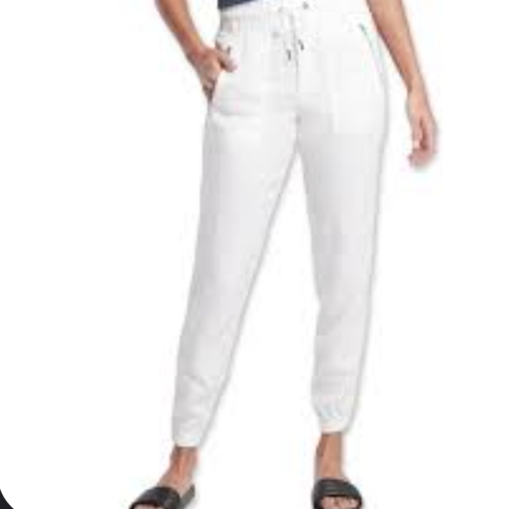 Athleta To Ladies Cabo Linen Jogger White SZ 8 Tall